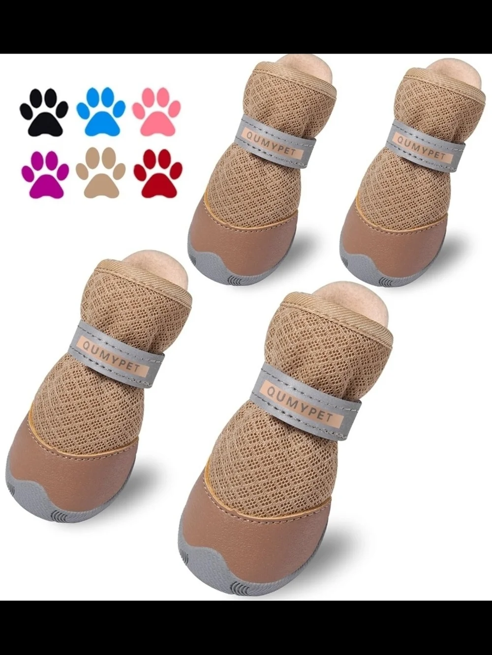 4PCS Small Dogs Sz 3, Hot Pavement Summer Puppy Boots Paw Protect Anti Skid
